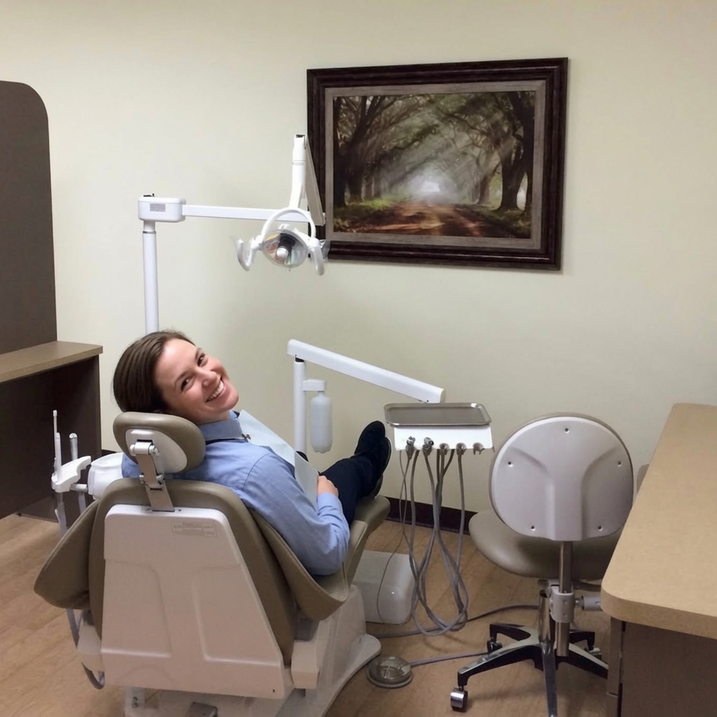 Smiling patient in the Just Smile Dental operatory in Everett, WA